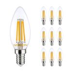 Voordeelpak 10x Noxion Lucent LED Filament Kaars 4.5W 827 B35 E14 Helder | Dimbaar - Zeer Warm Wit - Vervangt 40W