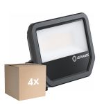 Voordeelpak 4x Ledvance LED Breedstraler Aluminium Zwart 41W 6000lm 100D - 865 Daglicht | IP66 - Symmetrisch