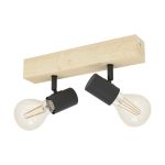 Eglo Plafondlamp Townshend 3 Hout Staal Zwart | IP20 - Geschikt voor 2x E27 