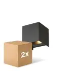 Duopak D'Lite Wandlamp Elingen Aluminium Zwart 4.9W 480lm - 830 Warm Wit | IP65